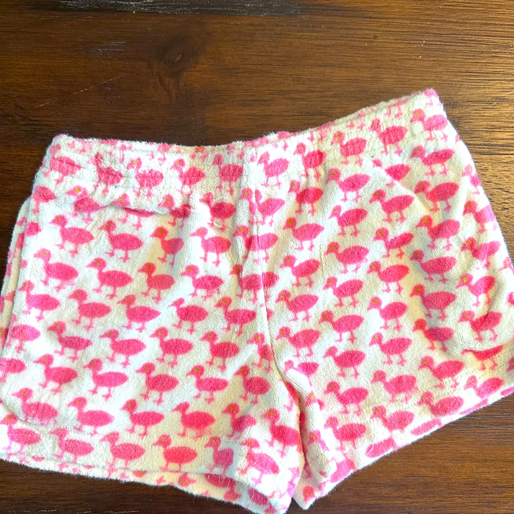 Lilly Pulitzer Pink Flamingo terry cloth Print Shorts. Size 4T